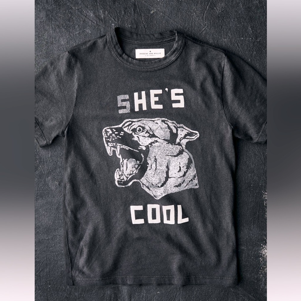 Imogene + Willie “she’s cool” tee size small. Distressed black. EUC